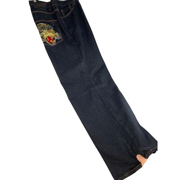 Ed Hardy Mens Wide-Leg Denim Jeans Embroider Panther Pockets Size 44  RQ10250 - Picture 12 of 13